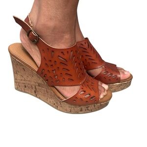 Maurices Tan Wedge Sandals. Preloved condition.
